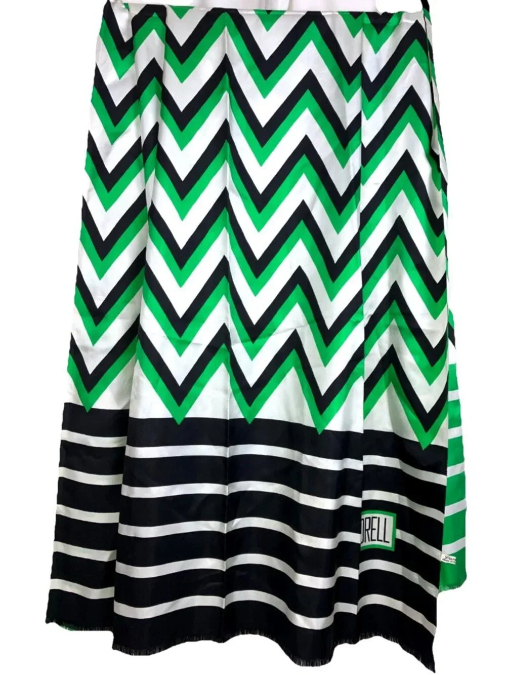 RARE Norell 37 X 57 XL shawl Scarf Silk Twill Chevron Logo 50s 60s Wrap Cape